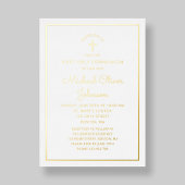 金エレガント箔スクリプトブルー第一聖餐式 箔招待状