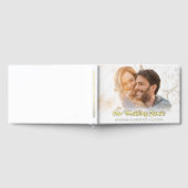 金エレガント箔スクリプト写結婚真 ゲストブック (全面)