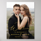 金エレガント箔スクリプ結婚トのウェルカムサイン 箔ポスター (正面)