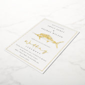 金エレガント箔セージ緑マーラインフィッシュ結婚ズ 箔招待状 (回転した状態)