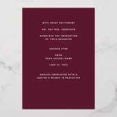 金エレガント箔タッセル卒業発表 箔招待状 (裏面)