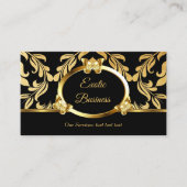 金エレガント箔ダマスクフローラ蝶ブラック 名刺 (正面)