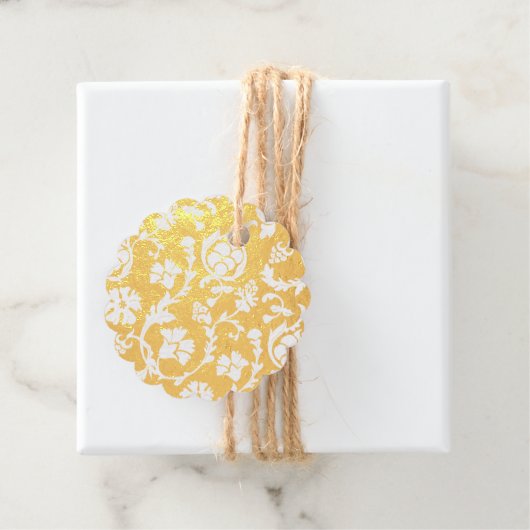 金エレガント箔ダマスクミニマリストフォイルメッセージカード フェイバータグ (箱)