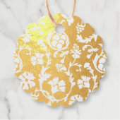 金エレガント箔ダマスクミニマリストフォイルメッセージカード フェイバータグ (正面)