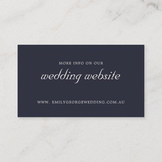 金エレガント箔ネイビーシーホースの結婚ウェブサイト 名刺 (裏面)