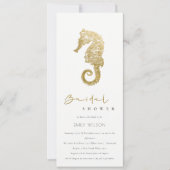 金エレガント箔ネイビーシーホースブライダルシャワー 招待状 (正面)
