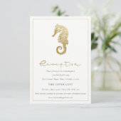 金エレガント箔ネイビーシーホース結婚式レセプション エンクロージャーカード (スタンド正面)