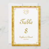 金エレガント箔ハートフレ結婚ームのテーブル番号 招待状 (裏面)