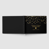 金エレガント箔ハートブラック結婚ズゲストブック ゲストブック (全面)