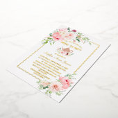 金エレガント箔ピンクの花ブライダル茶パーティー 箔招待状 (回転した状態)