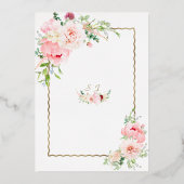 金エレガント箔ピンクの花ブライダル茶パーティー 箔招待状 (裏面)