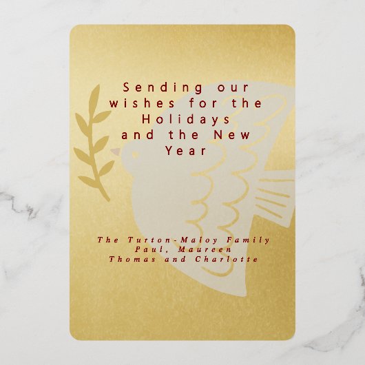 金エレガント箔ピースドーブ愛クリスマス 箔シーズンカード (裏面)