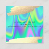 金エレガント箔フェイクブラシ筆跡ホログラフィック スクエア名刺 (裏面)