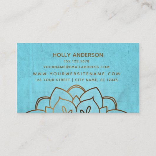 金エレガント箔フェイクマンダラ(テクスチャ付き/アクア) 名刺 (裏面)