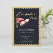 金エレガント箔フェイク卒業パーティー 招待状 (スタンド正面)