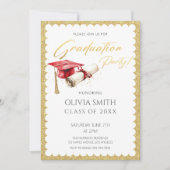 金エレガント箔フェイク卒業パーティー 招待状 (正面)