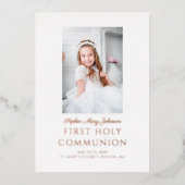 金エレガント箔フォトガールファースト聖餐式 箔招待状 (正面)