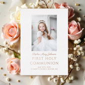 金エレガント箔フォトガールファースト聖餐式 箔招待状