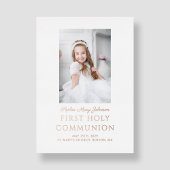 金エレガント箔フォトガールファースト聖餐式 箔招待状