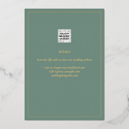 金エレガント箔フォトコラージュ結婚ズ 箔招待状 (裏面)