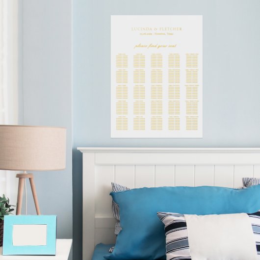 金エレガント箔フォーマルの結婚座席表 箔ポスター (インサイチュ (寝室))