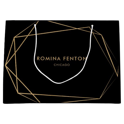金エレガント箔フレームモダンプロフェッショナル ラージペーパーバッグ (正面)