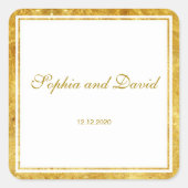 金エレガント箔フレーム結婚のカスタム スクエアシール (正面)