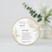 金エレガント箔フローラカップルシャワー招待状 サンキューカード (スタンド正面)