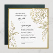 金エレガント箔フローラカップルシャワー招待状 サンキューカード (正面/裏面)