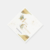 金エレガント箔フローラグリッターメリークリスマス スタンダードカクテルナプキン (角)