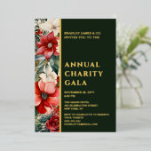 金エレガント箔フローラチャリティーイベントガラパーティー 箔招待状 (立ち正面)