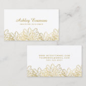 金エレガント箔フローラモダン花 名刺 (正面/裏面)