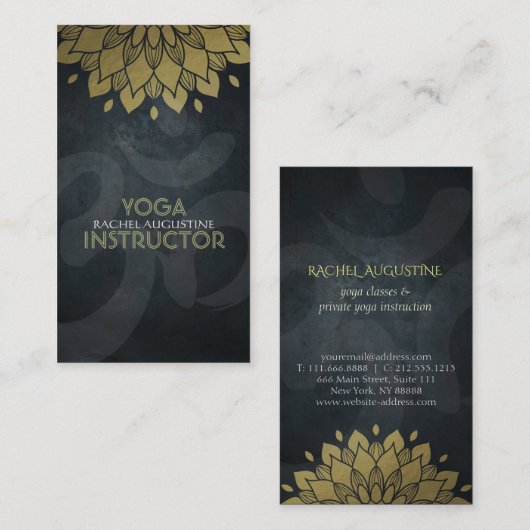 金エレガント箔フローラヨガ瞑想オムシンボル 名刺 (正面/裏面)