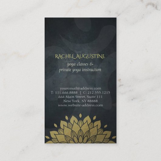 金エレガント箔フローラヨガ瞑想オムシンボル 名刺 (裏面)