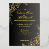 金エレガント箔フローラ結婚式招待状 箔招待状 (正面)