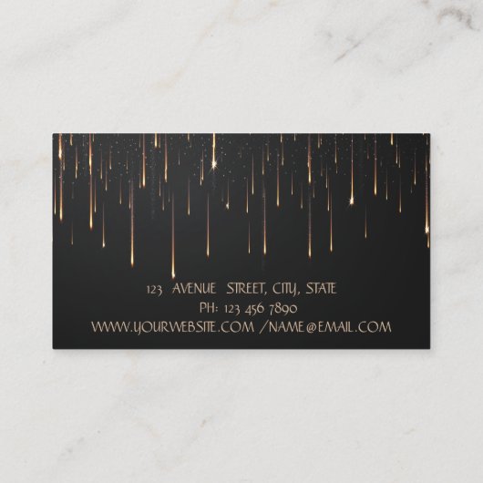 金エレガント箔ブラシストロークが黒く乾く 名刺 (裏面)