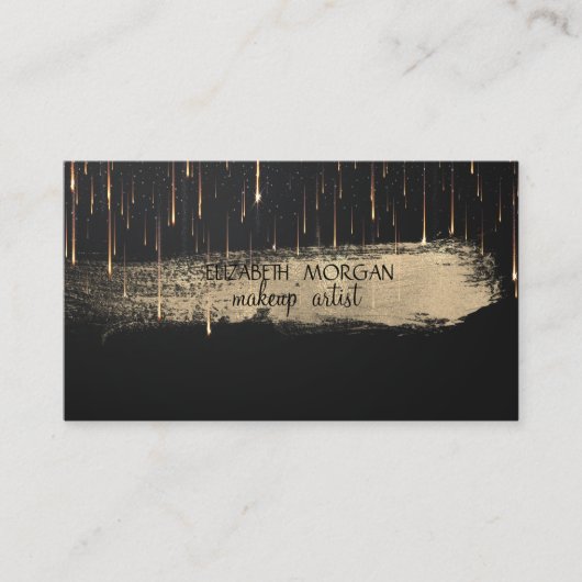 金エレガント箔ブラシストロークが黒く乾く 名刺 (正面)