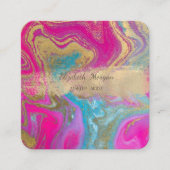 金エレガント箔ブラシストロークカラフル、大理石 スクエア名刺 (正面)