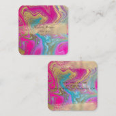 金エレガント箔ブラシストロークカラフル、大理石 スクエア名刺 (正面/裏面)