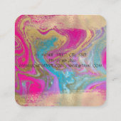 金エレガント箔ブラシストロークカラフル、大理石 スクエア名刺 (裏面)