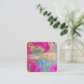 金エレガント箔ブラシストロークカラフル、大理石 スクエア名刺 (スタンド正面)