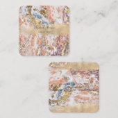 金エレガント箔ブラシストロークグラデーション、大理石 スクエア名刺 (正面/裏面)