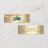 金エレガント箔ブラシストローク、ブルーロータス スキニー名刺 (正面/裏面)
