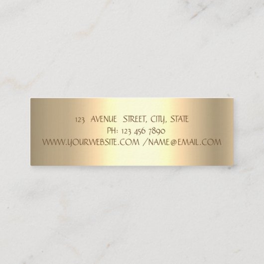 金エレガント箔ブラシストローク、ブルーロータス スキニー名刺 (裏面)