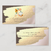 金エレガント箔ブラシストローク、ミキサーサンフラワー 名刺 (正面/裏面)