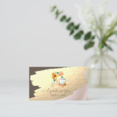 金エレガント箔ブラシストローク、ミキサーサンフラワー 名刺 (スタンド正面)