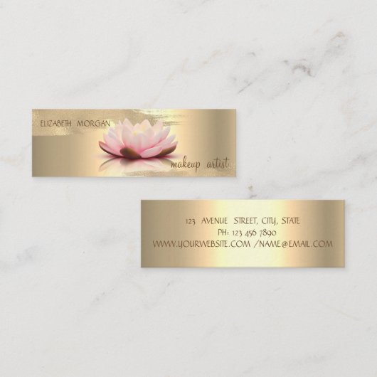 金エレガント箔ブラシストローク、ロータス スキニー名刺 (正面/裏面)