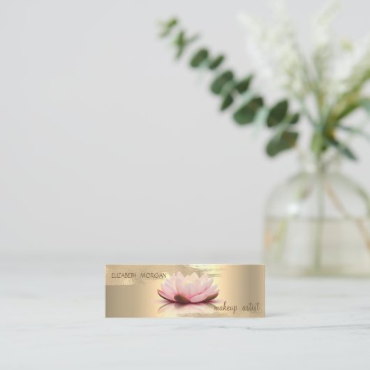 金エレガント箔ブラシストローク、ロータス スキニー名刺 (スタンド正面)