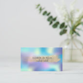 金エレガント箔ブラシストローク、青ホログラフィック 名刺 (スタンド正面)