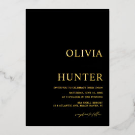 金エレガント箔ブラック結婚式招待状箔 箔招待状